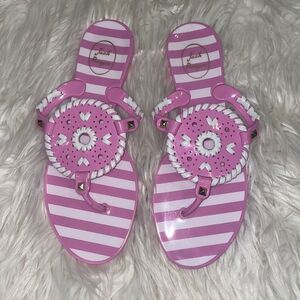 Jack Rogers Pink & White Striped Georgica Jelly Sandals
